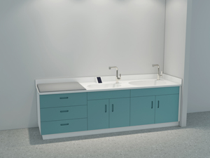 Meuble de lavage médical pour nourrissons à double vasque pour clinique <span class=keywords><strong>pédiatrique</strong></span> - Product Image 1