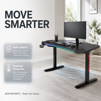 Bureau debout électrique réglable en hauteur AOR, poste de travail silencieux à moteur unique, 3 mémoires anti-collision 18mm E0, vente en gros usine