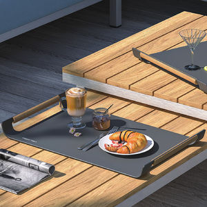 Sigarten, bandeja de <span class=keywords><strong>desayuno</strong></span> grande rectangular blanca moderna con asas de Metal para mesa de centro decorativa para interiores/exteriores - Product Image 4