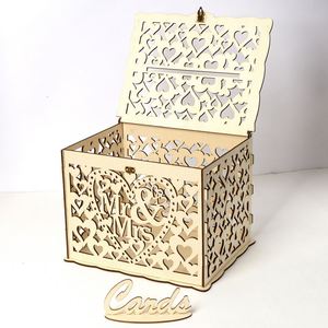 Wholesale Perfect Rustic Wooden Gift <b>Card</b> <b>Box</b> With Lock for <b>Weddings</b> and Money <b>Box</b> Dropshipping - Product Image 3
