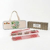 Lot de 4 règles de Mahjong portables modernes avec logo personnalisé, outil d'organisation de tuiles multifonctionnel de taille standard et lisse