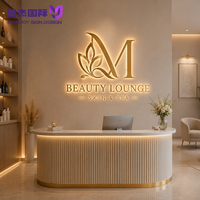 Enseigne personnalisée avec logo monogramme rétroéclairé par LED 3D, enseigne en métal ornée de lettres florales, enseigne murale de luxe pour institut de beauté et salon de coiffure