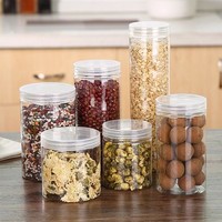 Bocaux en plastique avec couvercles pour l'emballage alimentaire, les collations, les bonbons, les biscuits, couleur et taille personnalisées, bocaux transparents en PP pour onguents