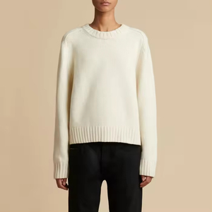 Maglione da <span class=keywords><strong>Donna</strong></span> in <span class=keywords><strong>Cotone</strong></span> a Collo Tondo, Manica Lunga, Lavorato a Maglia, Produzione Personalizzata 2026 - Product Image 1