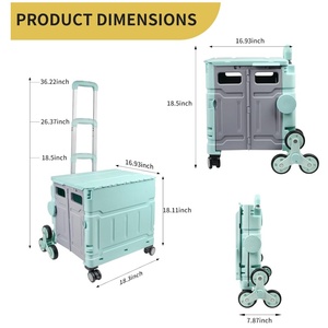 עגלת קמפינג מתקפלת ניידת, עגלת אחסון וקניות לטיפוס הרים עם ידית טלסקופית, עגלות שירות לפיקניק וקמפינג בחוץ - Product Image 2