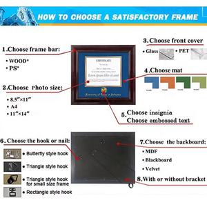 กรอบประกาศนียบัตรสำเร็จการศึกษาสีดำแบบกำหนดเองได้ เป็นมิตรกับสิ่งแวดล้อม ขนาด 8.5x11 นิ้ว A4 พร้อมกรอบใส่เอกสาร - Product Image 5