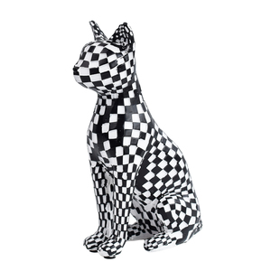 Figura de Gato a Cuadros de Mosaico, Estatua de Animal, Decoración para el Hogar, Sala de Estar, Oficina, Vinoteca, Artesanía de Resina, Artículos Conmemorativos para Mascotas - Product Image 6