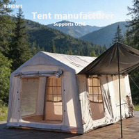 Tente gonflable portable extra large quatre saisons en Oxford imperméable à double couche, deux chambres séparées, auvent pour la famille en extérieur