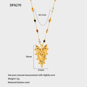 Nuova Collana con Ciondolo Geometrico in Acciaio Inossidabile e Pietra Naturale Placcata Oro 18K, Gioielli da Donna alla Moda - Product Image 6