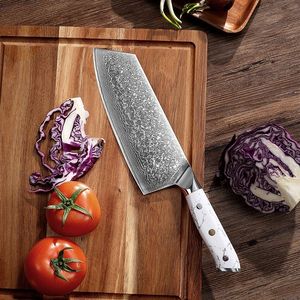 ناكيري ياباني احترافي ، 67 طبقة من الفولاذ الدمشقي ، غير القابل للصدأ مع مقبض بلاستيكي أبيض من الفيروز - Product Image 3