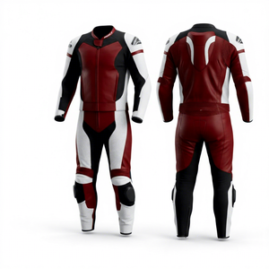 Traje de Motociclismo de Cuero para Hombre, Diseño Color Block, Manga Larga, Resistente al Viento, Equipo de Protección para Conducir - Product Image 6