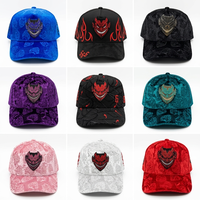 Casquettes de baseball G5 personnalisées avec logo brodé 3D, visière large, doublure en satin, visière incurvée, strass noirs, casquettes à visière courte