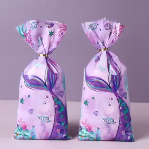 25 buah tas permen ekor putri duyung dengan tali tarik tas pesta putri duyung tas permen barang-barang pesta untuk perlengkapan pesta ulang tahun