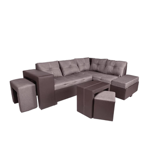 Dareko moderno divano componibile componibile Set 5 pezzi include petto (grigio) tessuto spugna riempimento per un piccolo spazio contemporaneo - Product Image 2