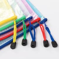 Carpeta de archivos de plástico de PVC portátil y ligera, organizador de artículos esenciales de viaje, bolsa de documentos a prueba de humedad, bolsas de malla con cremallera