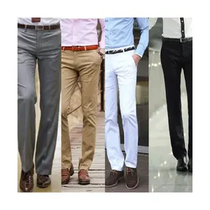 Custom LOGO Mens Casual Slim Fit Straight Long Trousers Formal Dress Leisure Black Cotton Washed Chino Pants
