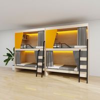 Lit superposé de qualité industrielle avec barrière de sécurité et escalier pour hébergement institutionnel