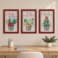 Ensemble d'art mural rustique imprimé Noël, cadre en MDF, pour salon, décoration de maison de vacances – Choix Premium