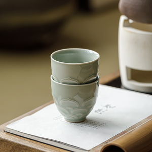 Guanlan Ceramic Lotus Relief Master Cup Porcelain Dehua County Kung Fu <b>Tea</b> <b>Set</b> Personal <b>Tea</b> Cup Afternoon <b>Tea</b> - Product Image 4
