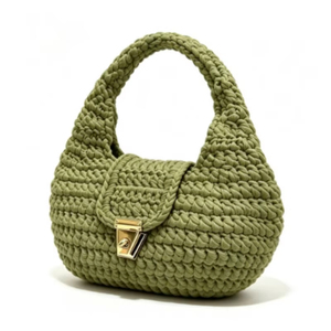 Bolso <span class=keywords><strong>de</strong></span> Mano Tejido a Crochet Hecho a Mano, Estilo Francés, Forma <span class=keywords><strong>de</strong></span> Media Luna, Bolso <span class=keywords><strong>de</strong></span> Tela Tejida, Venta al Por Mayor, OEM, Personalizado - Product Image 6
