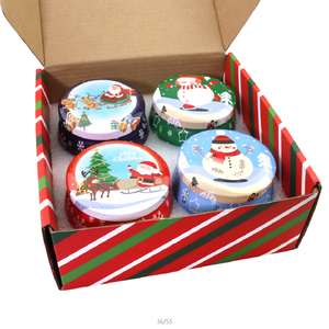 Ensemble cadeau de <span class=keywords><strong>bougies</strong></span> parfumées en boîte métallique avec cire de soja, design Joyeux Noël - Product Image 5