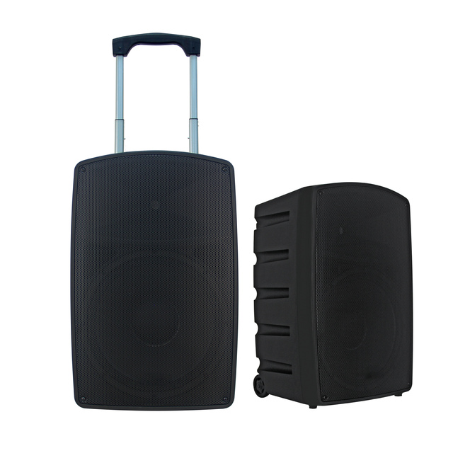2000W Portable 2.0 Channel Two-way Crossover LED Display Active PA System 15'' DSP Wireless Microphone Luggage Type Speaker