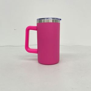 Tasses à café en acier inoxydable de 20 oz avec logo personnalisé, sublimation macaron, avec poignée amovible en plastique - Product Image 3