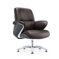 Chaise de bureau ergonomique pivotante moderne et luxueuse à dossier haut en cuir PU véritable avec base en acier et design imperméable pour dirigeant/PDG