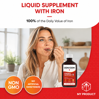 Complément alimentaire liquide de fer à marque privée OEM avec vitamines B, multivitamines, soutien énergétique, sans OGM, 12 oz