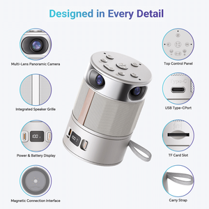 Portable 360° Panoramic Camera Speakerphone <b>Bluetooth</b> Speaker with AI Voice Localization 1080P for Cloud Meetings and Live Recor - Product Image 1