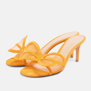 Front Mesh Women's Sexy Dress <b>Open</b> Toe Shoes High Heels Pumps Fashion Sandals on Stiletto Mules - Product Image 2