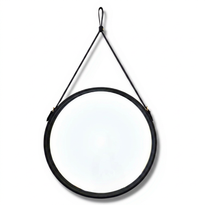 Espejo Redondo de Pared con Marco Negro, Diseño Minimalista, Cristal de 4mm de Grosor, con Cuerda para Colgar - Product Image 1