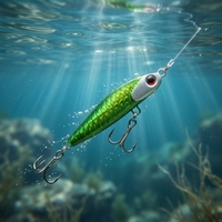 Leurre de pêche en mer à jigging lent, type cuillère métallique à double hameçon, appât dur à hameçon triple pour la pêche au topmouth, au bar et au maquereau espagnol
