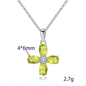 Collier avec pendentif en forme de fleur en pierre naturelle, coupe ovale simple, 4x6mm, en argent Sterling 925, bijoux pour la saint-valentin, cadeau d'anniversaire - Product Image 6