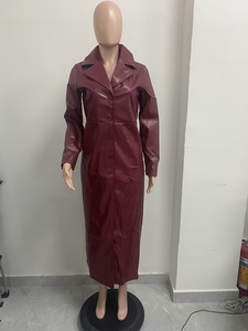 Abrigo Largo de Cuero PU para Mujer, Estilo Urbano, con Cuello y Botones, para Otoño/Invierno - Product Image 6