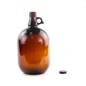 Großhandel großes durchsichtiges bernsteinfarbenes 1 Gallone 128 Unzen 4 Liter Glas Wachstumsflasche Weinglas-Glasbecher mit Griff für Bier Weinglas