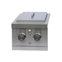 Brûleur double face pour barbecue en acier inoxydable 304 No.4 haut de gamme moderne et haut de gamme avec 24,000 BTUs pour cuisine extérieure