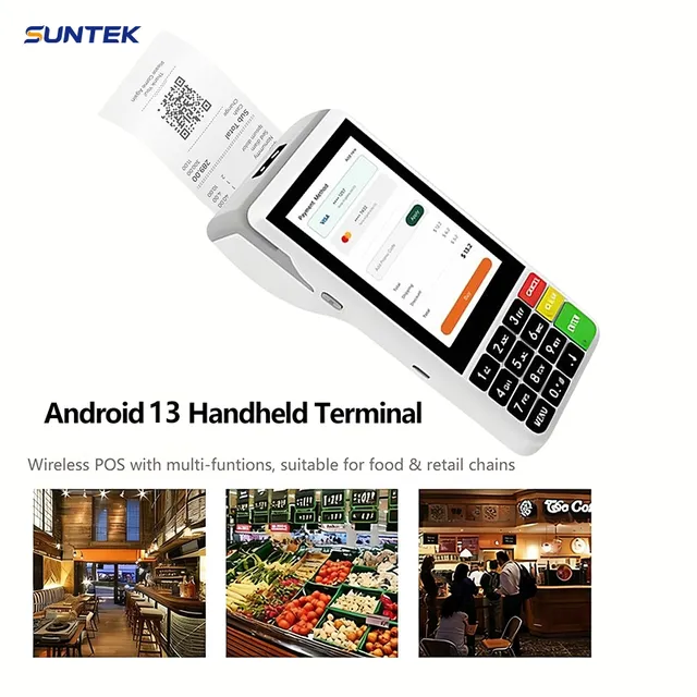 Suntek Newest Android 13.0 Go 4G WiFi POS Handheld Mpos Machine with Printer