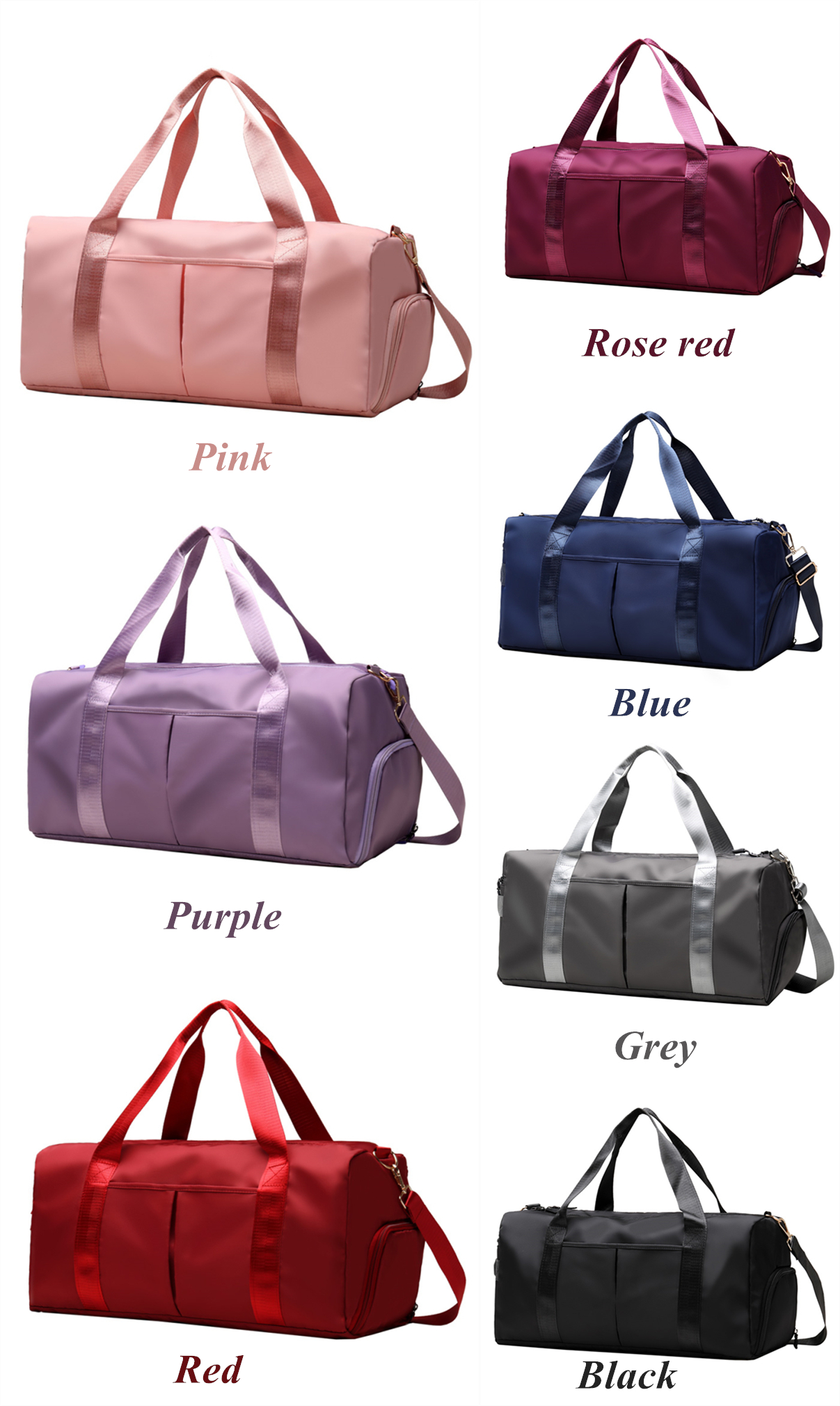Borsa Da Palestra Donna Impermeabile – 50x28x21 Cm – Con Scomparto Scarpe E Tasca Bagnata Separata – Include Tracolla E Pochette – Blu Scuro
