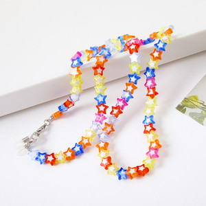 Masque étoile en acrylique et chaîne de lunettes, étoile pentagonale colorée, style européen et américain, accessoire frais et doux pour enfants - Product Image 4