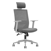 Chaise de bureau à dossier haut, fauteuil moderne en maille, couleur grise, pour bureau