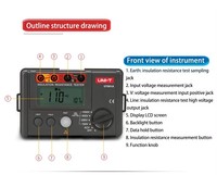 UNI-T UT501A Alat Uji Resistansi Isolasi Digital 1000V Pengukur Resistansi Isolasi Penguji Tanah Voltmeter Pengukuran Otomatis