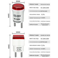 SHSNAO Voltmeter Mobil Mini Soket Standar Eropa Bahan ABS Berperingkat IP53 Akurasi Tinggi 250V AC 100A Multifungsi Melingkar