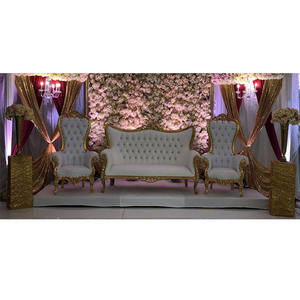 ออกแบบใหม่กลับสูงสีขาวทองชุดเฟอร์นิเจอร์หรูหราฮินดูแต่งงานออกแบบโซฟาชุดโซฟาบัลลังก์แต่งงานสไตล์สหรัฐอเมริกา - Product Image 1