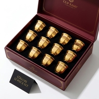 Ensemble de tasses à café Gahwa en or de luxe, logo personnalisé OEM ODM, style arabe, ensemble cadeau en céramique pour l'hôtellerie d'entreprise, vente en gros