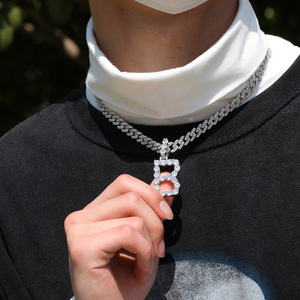 สร้อยคอพร้อมจี้รูปตัวอักษรฮิปฮอป A-Z เริ่มต้นทำจาก CZ ขนาด3.5มม. - Product Image 5