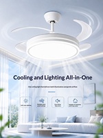 Ventilateur de plafond LED rétractable moderne avec lumière, pales invisibles, télécommande, luminaire encastré pour salon intérieur