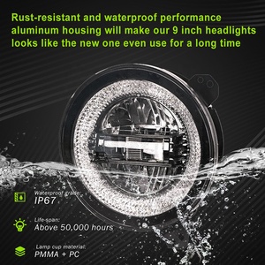 Faro Delantero Redondo LED de 9 Pulgadas, Proyector con Luz Diurna RGB, Luz Alta y Baja para Jeep Wrangler JL Sahara <span class=keywords><strong>Rubicon</strong></span> 2018-2020 - Product Image 5