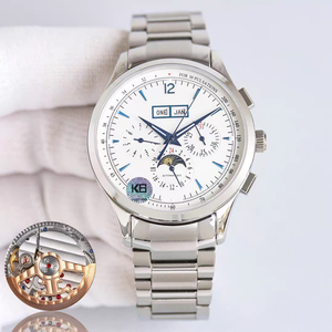 Reloj de Pulsera para Hombre, Cronógrafo de Tres Ojos, Movimiento Mecánico Automático, Diseño de Fondo Esqueleto, Función de Fase Lunar, Acero Inoxidable - Product Image 2