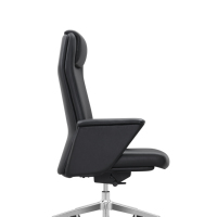 Chaise de bureau pivotante de direction en cuir véritable de haute qualité, réglable en hauteur, avec accoudoirs fixes